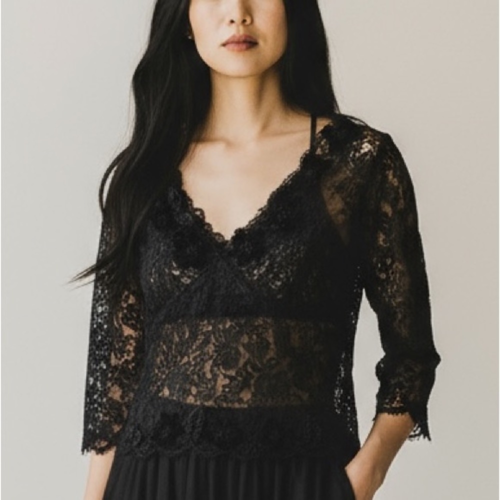 Dark Coquette Babydoll Y2K Black Lace Floral Velvet Embellished Blouse Top